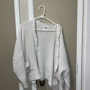 Hollister White Open-Front Knit Cardigan